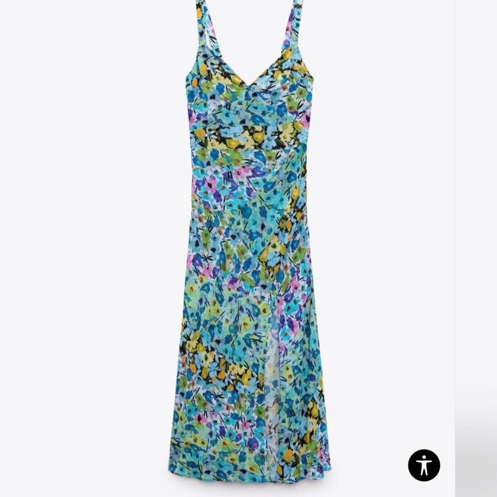 Zara Floral printed midi dress